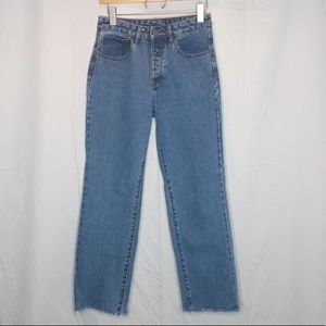 Brandy Melville Raw-Hem Button Fly Jeans